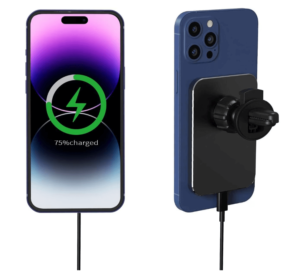 Suport auto tip Magsafe, cu incarcare wireless, compatibil cu Apple si Samsung, Negru