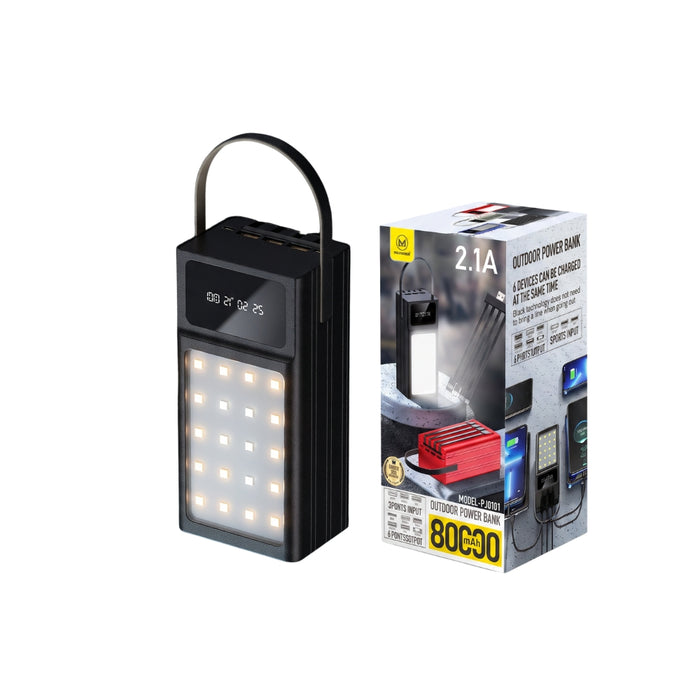 Baterie Externă PowerBank – 2.1A, 6 Porturi Ieșire, Lanternă 24 LED, Display Digital
