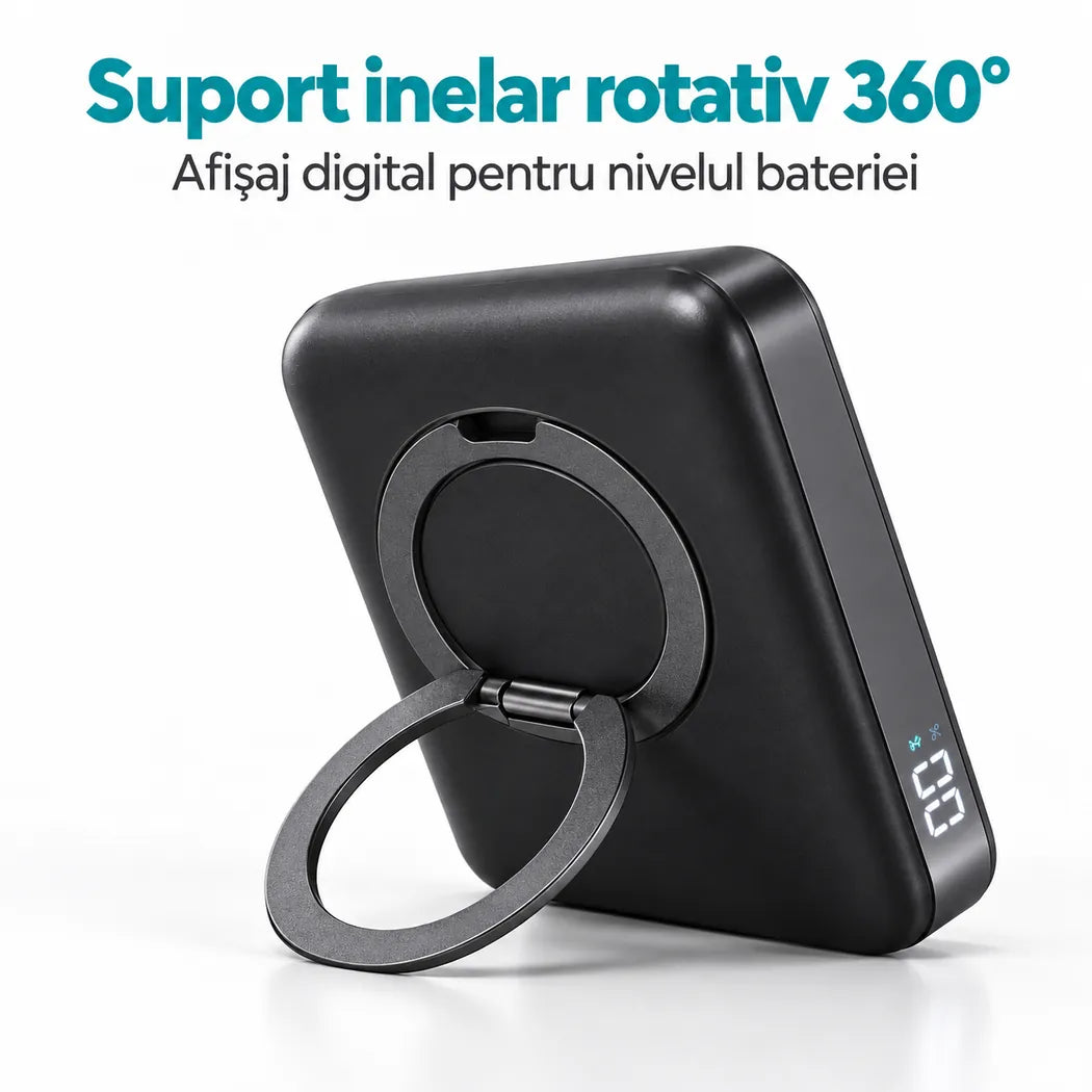 Suport inelar rotativ 360° și afișaj digital