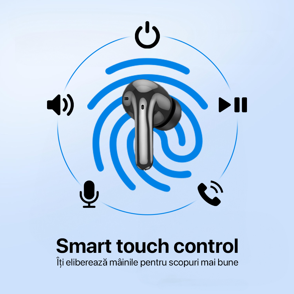Casti Wireless Bluetooth, Audio, Bluetooth 5.3, Compatibilitate Universala, Negru