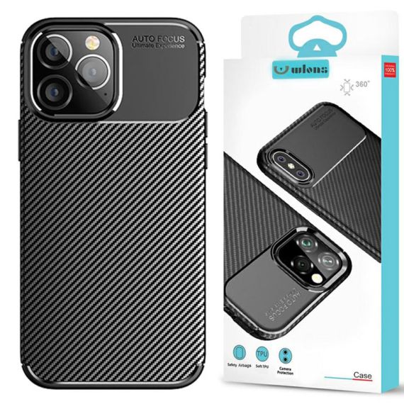 Husa, iPhone 16 Pro, Carbon Design, TPU, Negru