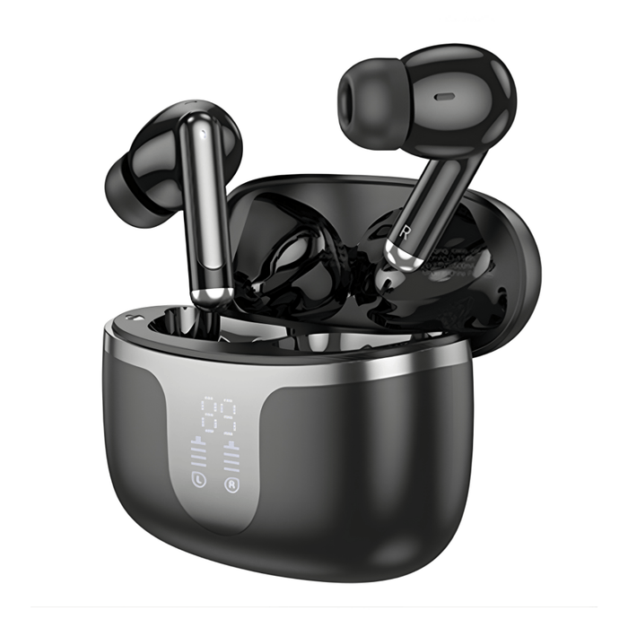 Casti Audio Wireless In-Ear, Bluetooth 5.3, Model Harmony, Carcasa 300mAh cu Afisaj Digital LED, Autonomie 180h Standby, Design Ergonomic, Negru