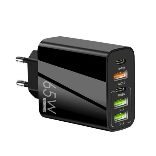 Incarcator Retea, 5 Porturi, 65W Fast Charge, 3 x USB, 2 x Type-C