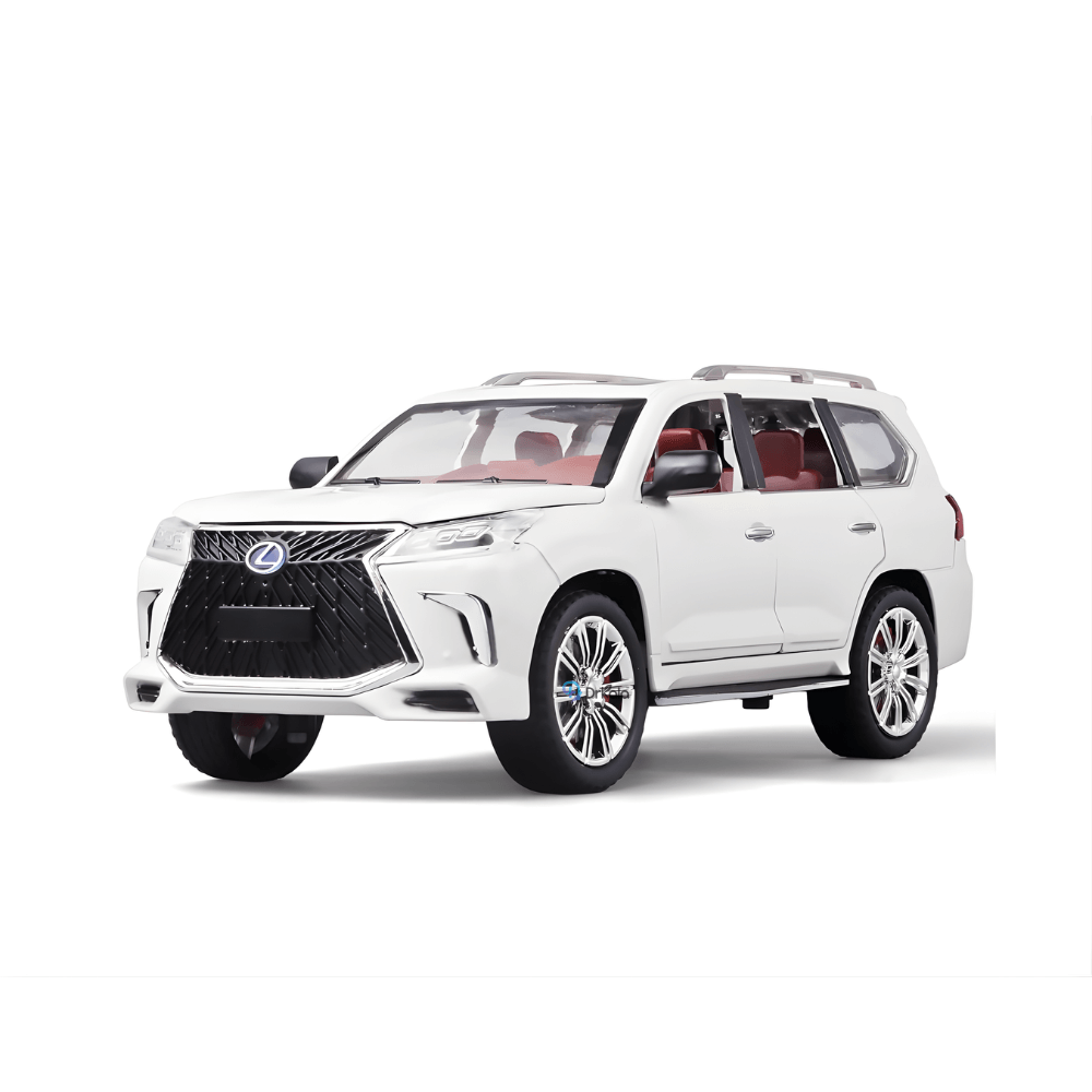 Mașinuță metalică Lexus LX570 1:24, cu lumini și muzică, model de colecție, Alba