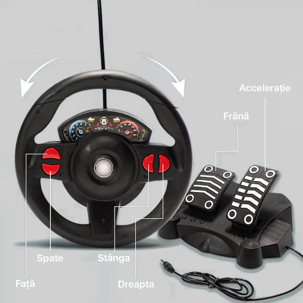 Masinuta cu telecomand, Model Bugatti, Set cu pedale si volan, Design Sportiv, Jucarie Cadou Ideal pentru Copii si Adulti +7 ani, Rosu