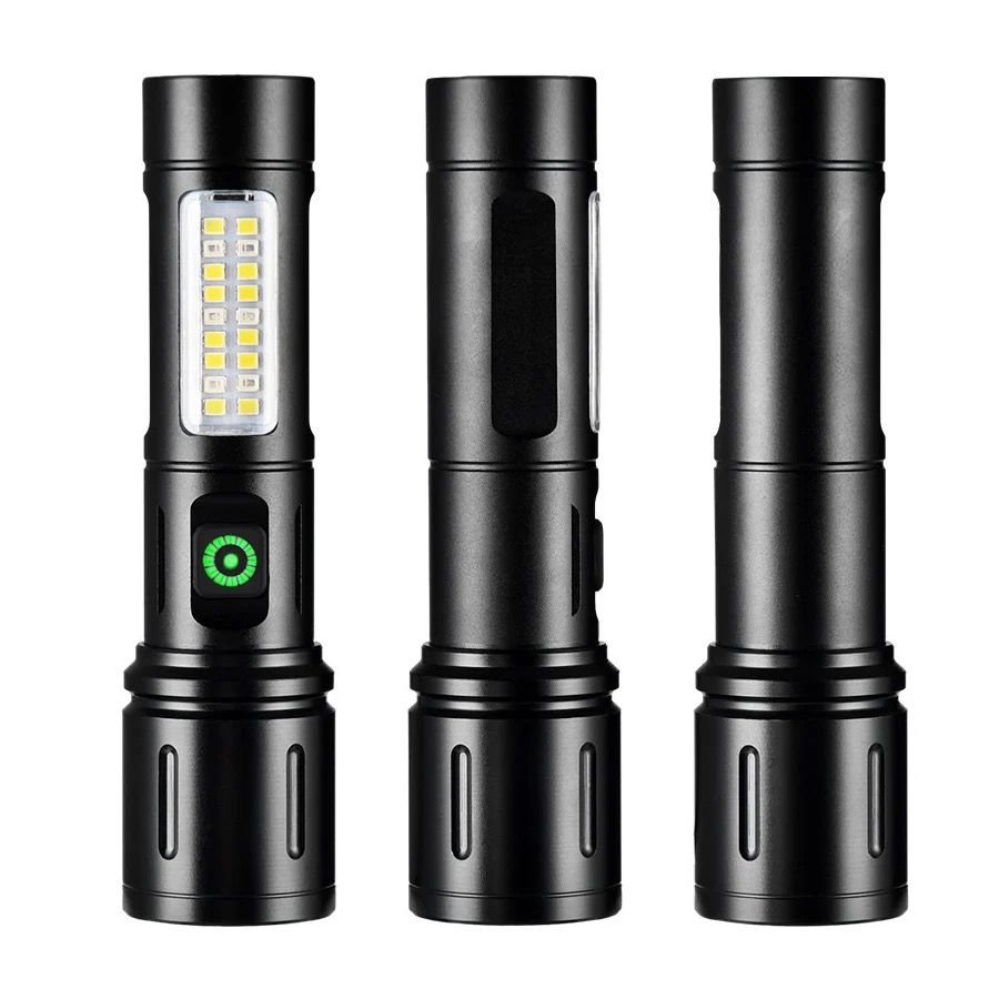 Lanterna reincarcabila, LED, 7 moduri, Negru, cutie Army