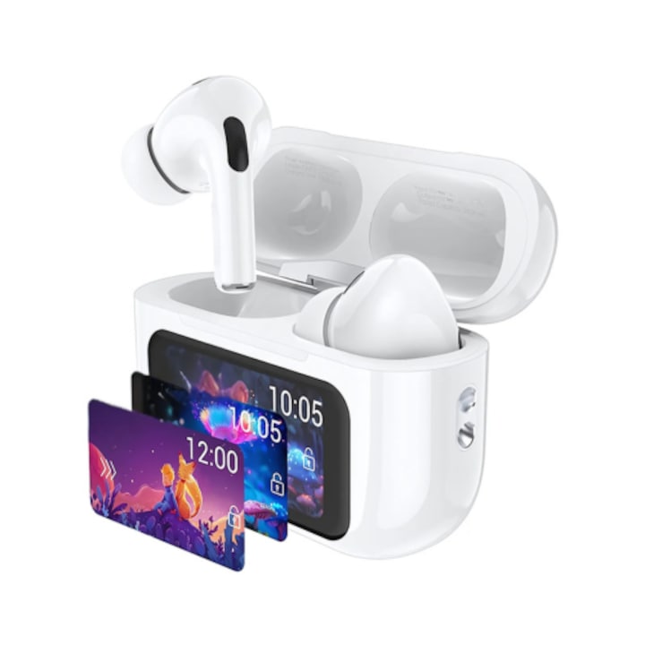 Casti Bluetooth Wireless Ear Buds Pro, Display LED tactil, Digital Kala, Alb